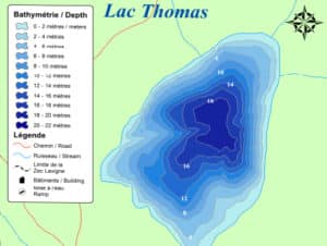 Carte bathymétrique du lac Thomas